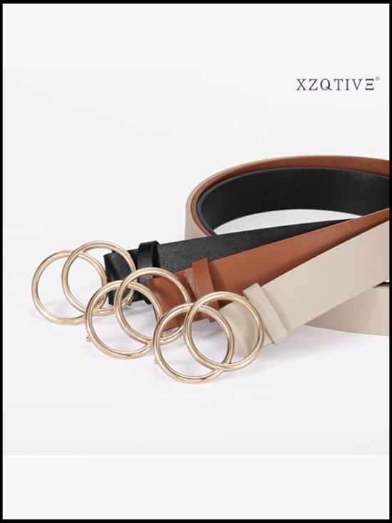 Faux Leather Women\'s Belts with Gold Buckle, 3-Pack for Jeans & Dresses main image 5